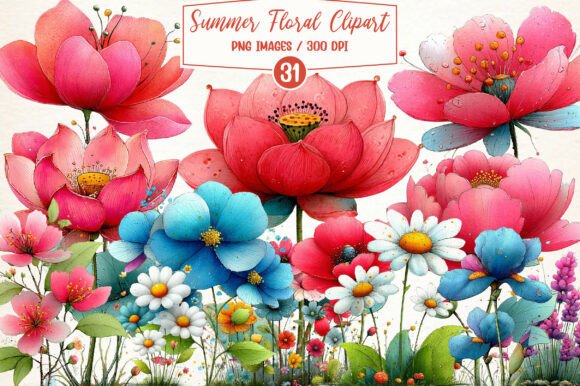 Download Whimsical Summer Floral Clipart - Summer Collection