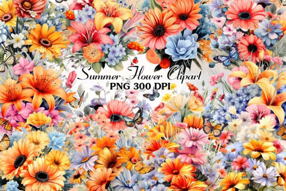 Download Summer Flower Watercolor Clipart Bundle - Summer Collection