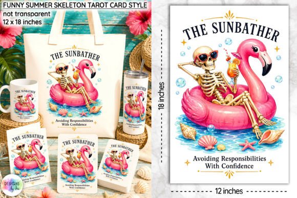 Download Funny Summer Skeleton Tarot Card Design - Summer Collection