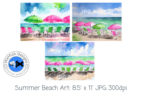Download Summer Beach Watercolor Digital Prints 5 - Summer Collection