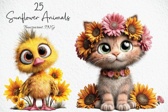 Download Summer Sunflower Animals Clipart - Summer Collection