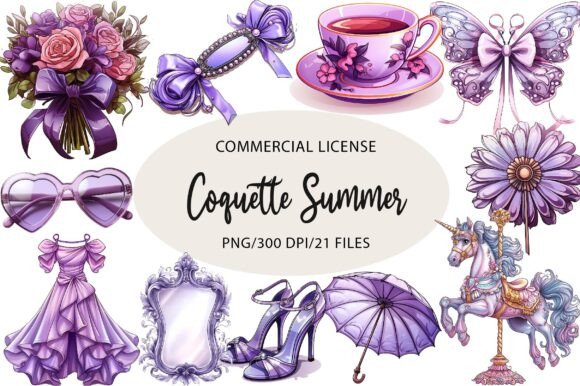 Download Watercolor Coquette Summer Clipart - Summer Collection