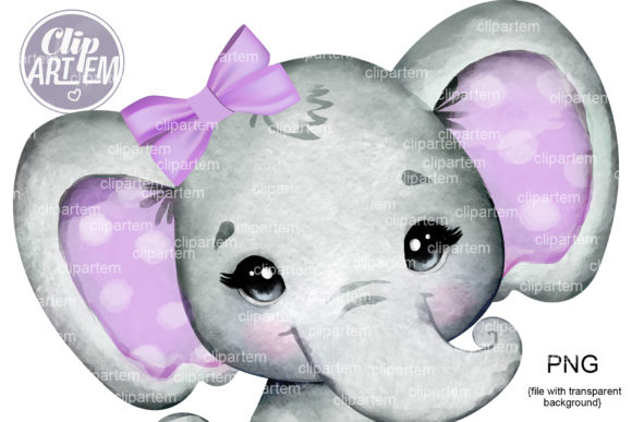 Download Purple Bow Elephant Baby Girl PNG Images - Elephant Collection