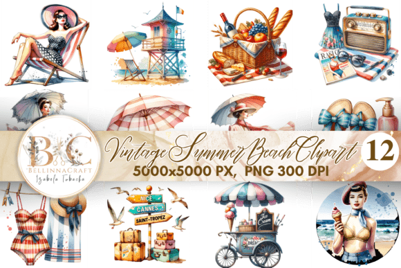 Download Vintage Summer Beach Clipart - Summer Collection