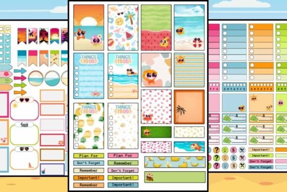 Download Summer Beach Themed Planner Stickers - Summer Collection