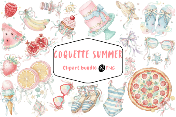 Download Coquette Summer Watercolor Clipart PNG - Summer Collection