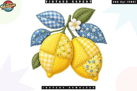 Download Vintage Summer Lemon Patchwork PNG - Summer Collection