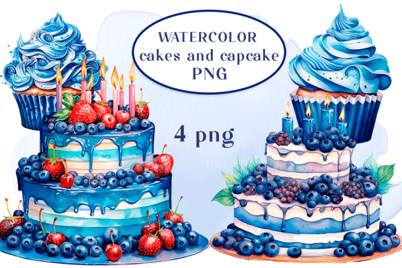 Download Watercolor Cakes and Cupcake PNG Clipart - Cakes Collection