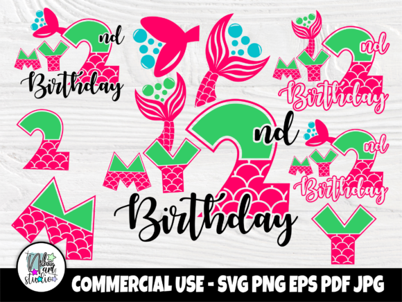 Download My Second Birthday SVG, Mermaid Birthday - Mermaid birthday Collection