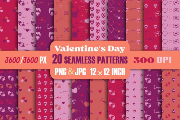 Download Seamless Patterns-jpeg  Valentine's Day - Premium Bundle