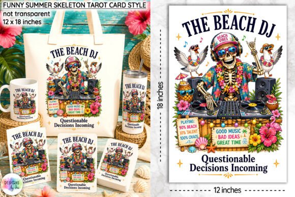 Download Funny Summer Skeleton Tarot Card Design - Summer Collection