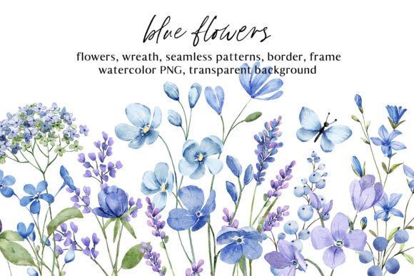 Download Blue Flowers Watercolor PNG Clipart. - Watercolor png Collection