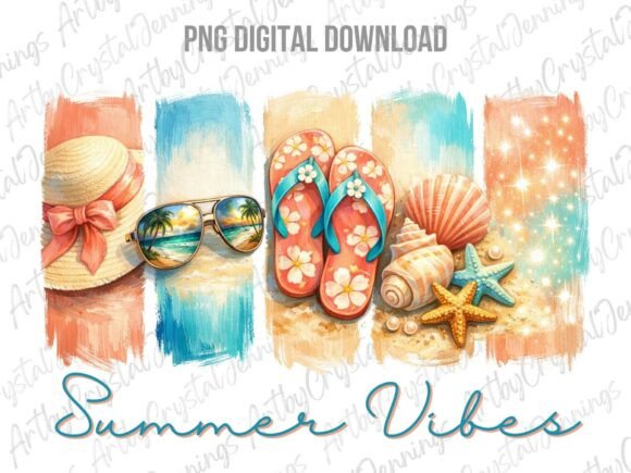 Download Summer Vibes Ocean Beach Brushstroke PNG - Premium Resources