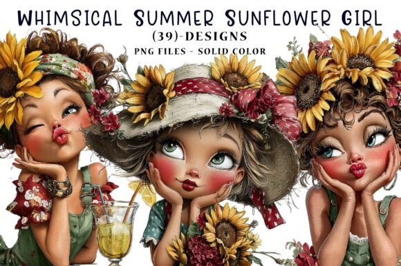 Download Whimsical Summer Sunflower Girl Clipart - Summer Collection