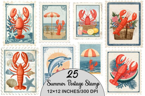 Download Vintage Summer Faux Postage Stamp - Summer Collection