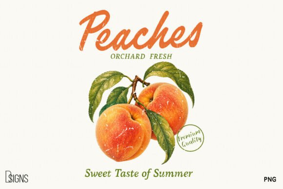 Download Retro Peach Vintage Summer Fruit PNG - Summer Collection