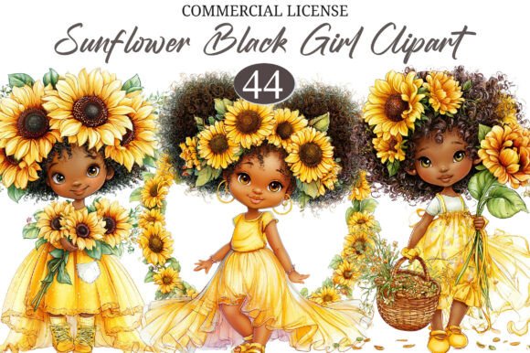Download Whimsical Summer Sunflower Black Girl - Summer Collection