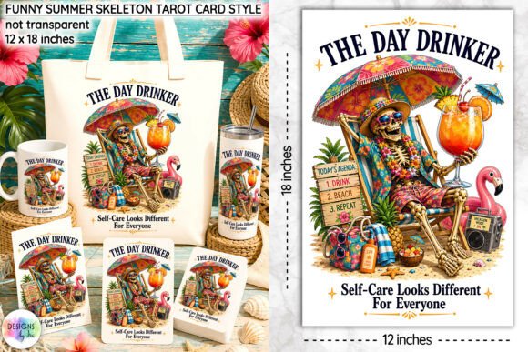 Download Funny Summer Skeleton Tarot Card Design - Summer Collection