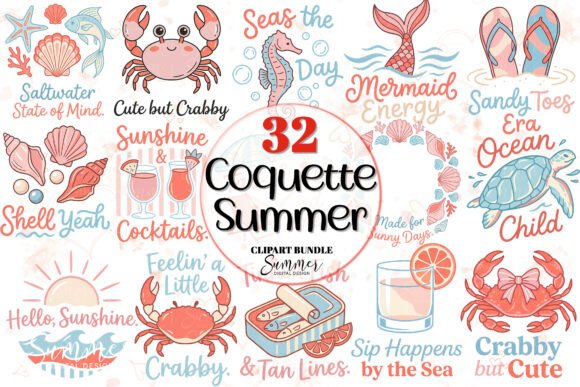Download Coquette Girl Summer Clipart Bundle - Summer Collection
