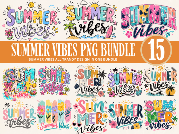 Download Summer Vibes PNG Bundle – Trendy Retro S - Summer Collection