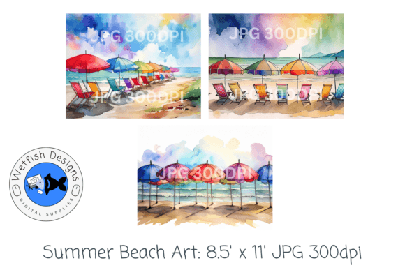Download Summer Beach Watercolor Digital Prints - Summer Collection
