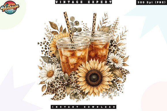 Download Iced Coffee Summer Sunflower Floral PNG - Summer Collection