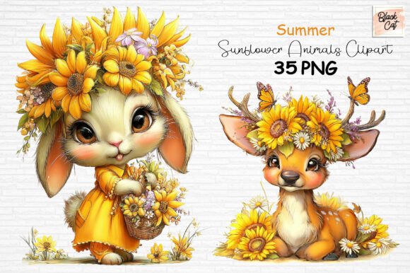 Download Summer Sunflower Animals Clipart PNG - Summer Collection
