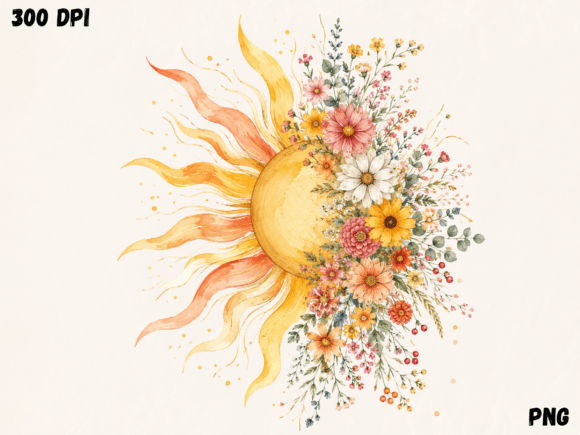 Download Floral Sunshine Watercolor PNG, Summer S - Summer Collection