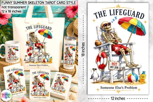 Download Funny Summer Skeleton Tarot Card Design - Summer Collection