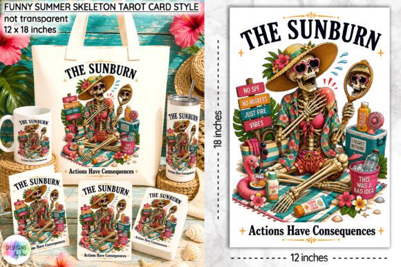 Download Funny Summer Skeleton Tarot Card Design - Summer Collection