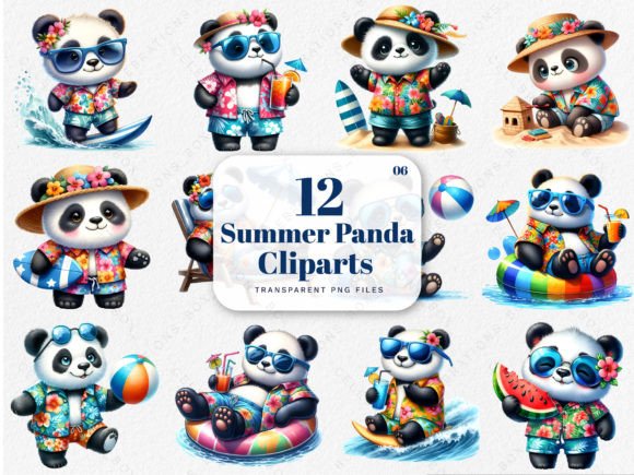 Download Watercolor Hawaii Summer Panda Clipart - Summer Collection