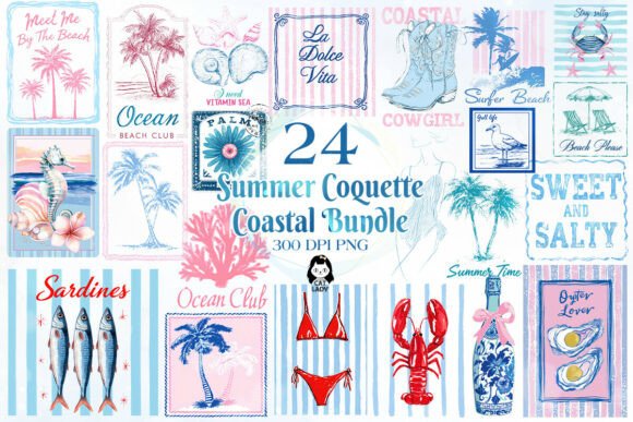 Download Coquette Coastal Summer Clipart Bundle - Summer Collection
