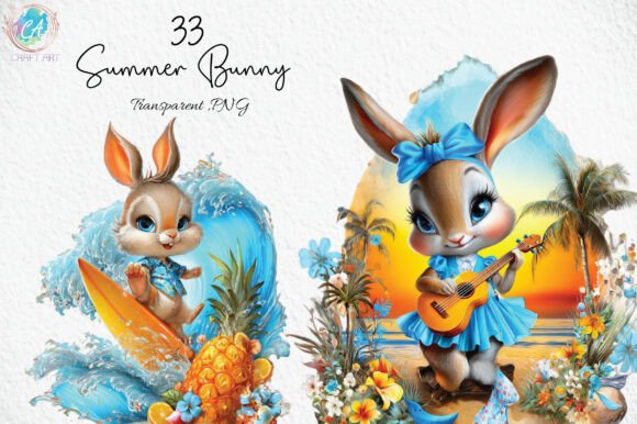 Download Whimsical Summer Bunny Clipart PNG - Summer Collection