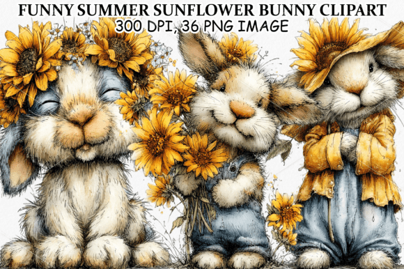 Download Funny Summer Sunflower Bunny Clipart - Summer Collection