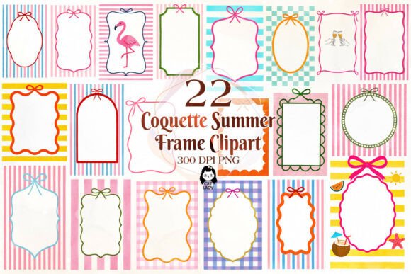 Download Coquette Summer Frame Clipart Bundle - Summer Collection