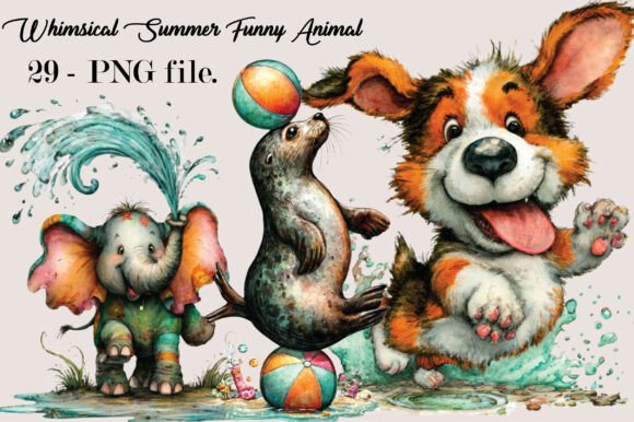 Download Whimsical Summer Funny Animal Clipart Bu - Summer Collection