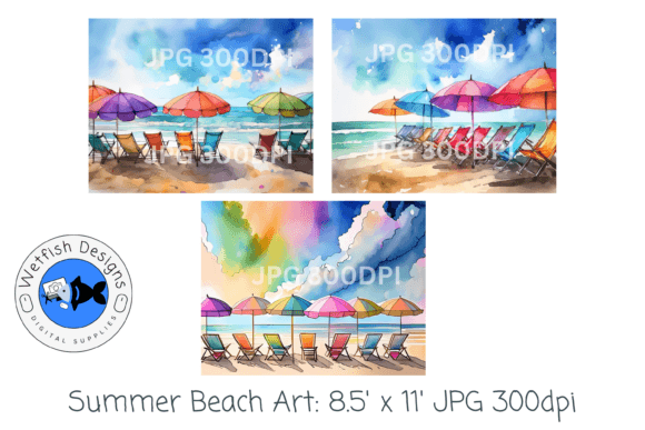 Download Summer Beach Watercolor Digital Prints 2 - Summer Collection