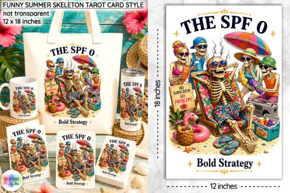 Download Funny Summer Skeleton Tarot Card Design - Summer Collection