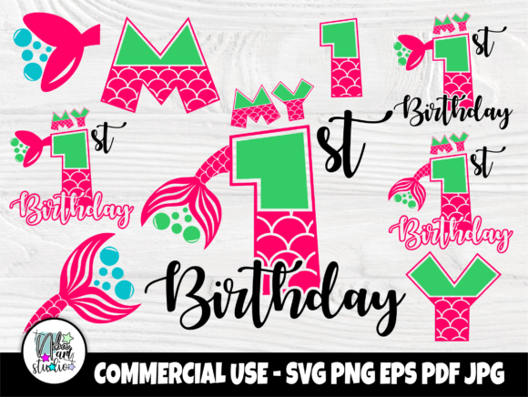 Download My First Birthday SVG, Mermaid Birthday - Mermaid birthday Collection