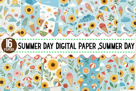 Download Summer Day Digital Paper ,Summer Day Pat - Summer Collection