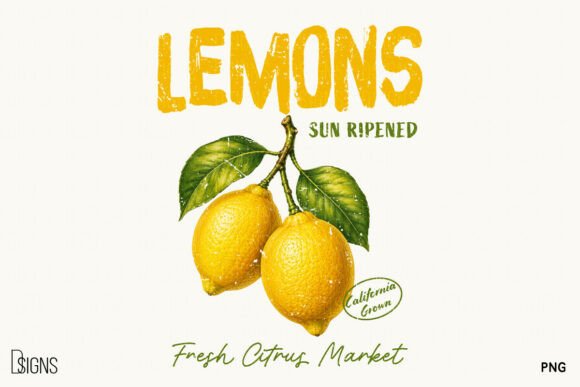Download Retro Lemon Vintage Summer Fruit PNG - Summer Collection