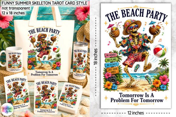 Download Funny Summer Skeleton Tarot Card Design - Summer Collection