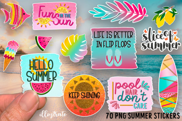 Download Printable Summer Stickers - July Sticker - Summer Collection