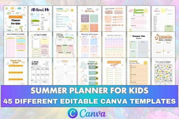 Download Canva Editable Summer Planner for Kids - Summer Collection